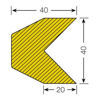MORION-Prallschutz, Trapezform, Kantenschutz 40/40 mm, schwarz / gelb, magnetisch, Länge: 1000 mm 
