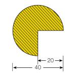 MORION-Prallschutz, Kreis, Kantenschutz 40/40 mm, gelb / schwarz, selbstklebend, Länge: 1000 mm 