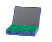 Kleinteile-Koffer aus Metall mit 8 Einsatzboxen, blau 