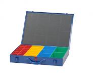 Kleinteile-Koffer aus Metall mit 23 Einsatzboxen, blau 